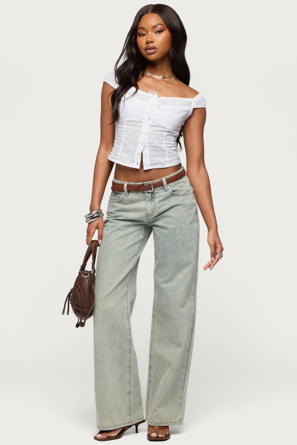 Tall Magda Acid Wash Low Rise Baggy Jeans view 1