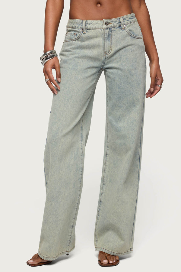 Tall Magda Acid Wash Low Rise Baggy Jeans view 2