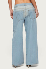 Petite Cory Striped Low Rise Baggy Jeans