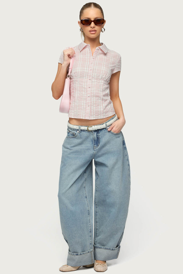Naiah Plaid Tailored Button Up Shirt view 2