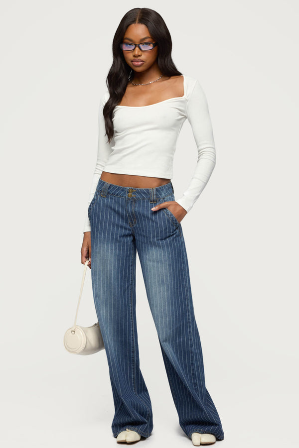 Tall Cory Striped Low Rise Baggy Jeans view 1