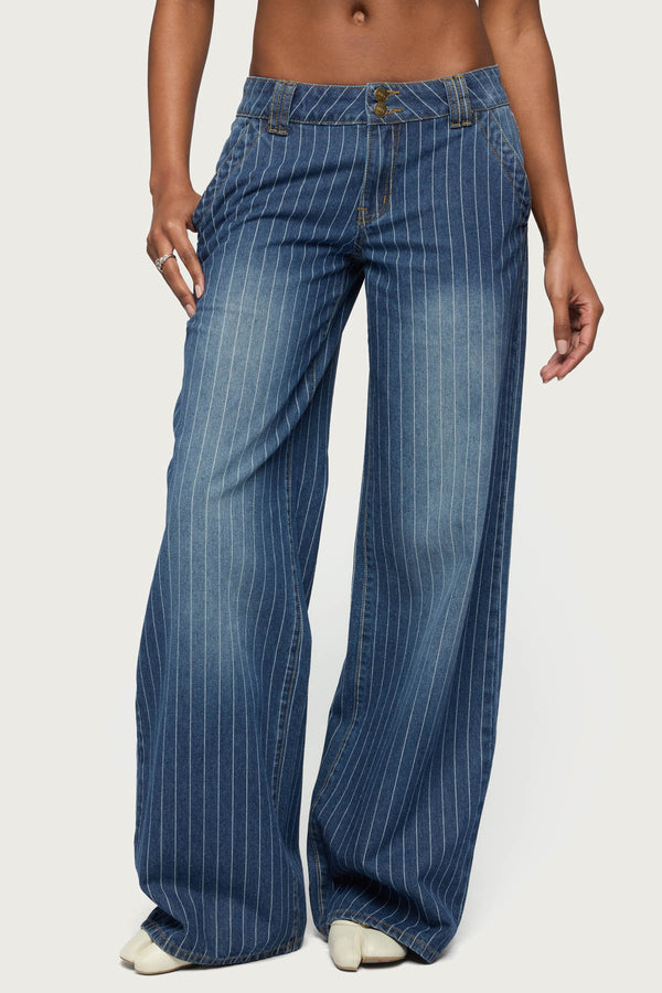 Tall Cory Striped Low Rise Baggy Jeans view 2