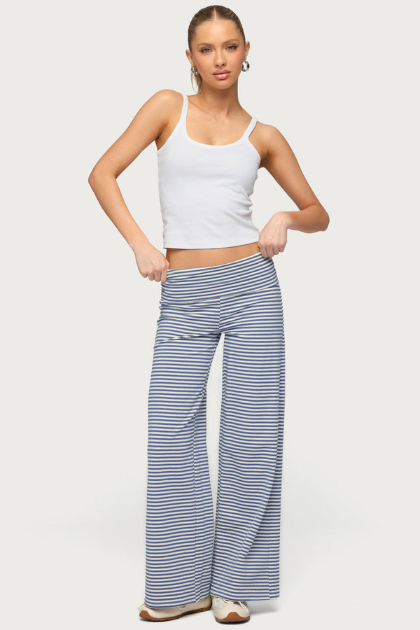 Petite Lilah Striped Fold Over Pants view 1