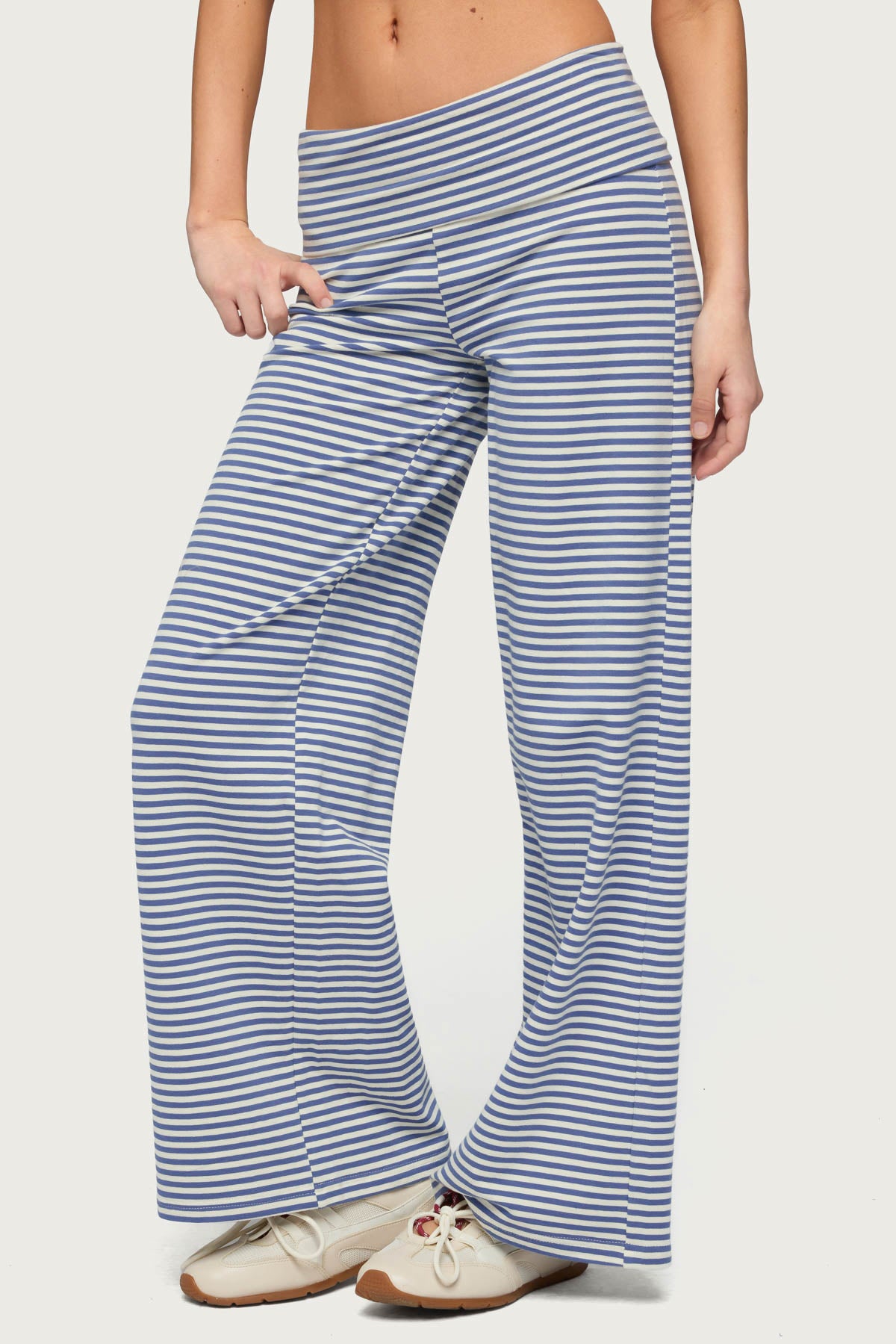 Petite Lilah Striped Fold Over Pants
