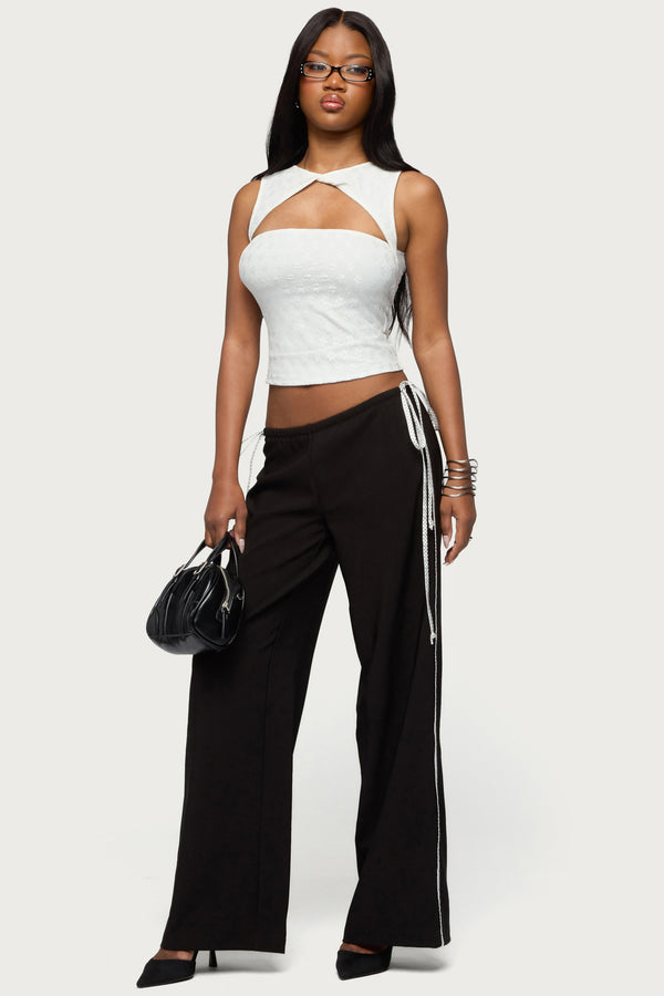 Elisia Twist Cutout Flower Lace Top view 2