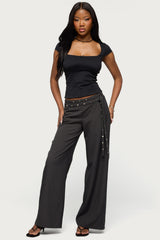 Cruz Double Belt Baggy Tailored Pants