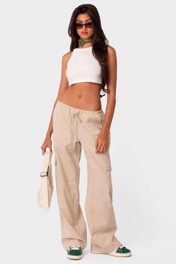 Lyric Linen Look Cargo Pants view 1