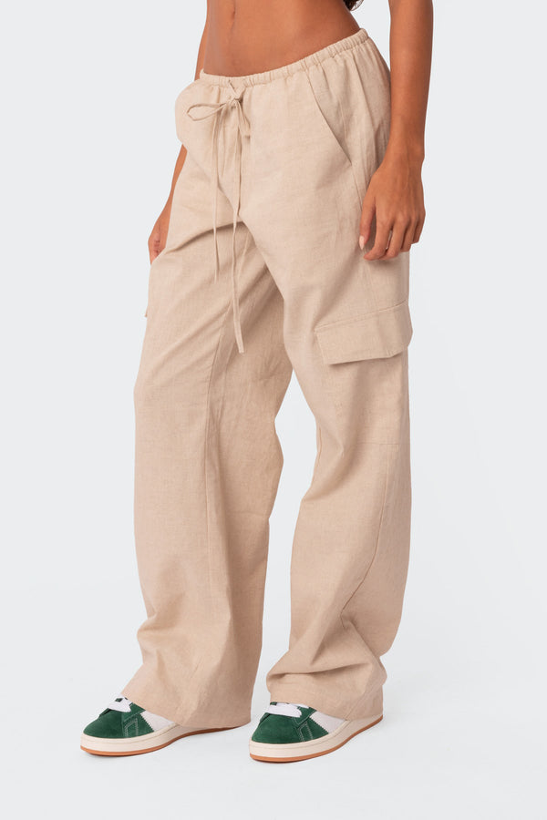 Lyric Linen Look Cargo Pants view 2