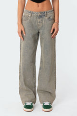 Magda Acid Wash Low Rise Baggy Jeans