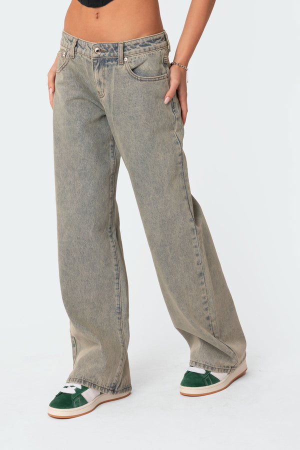 Magda Acid Wash Low Rise Baggy Jeans view 2