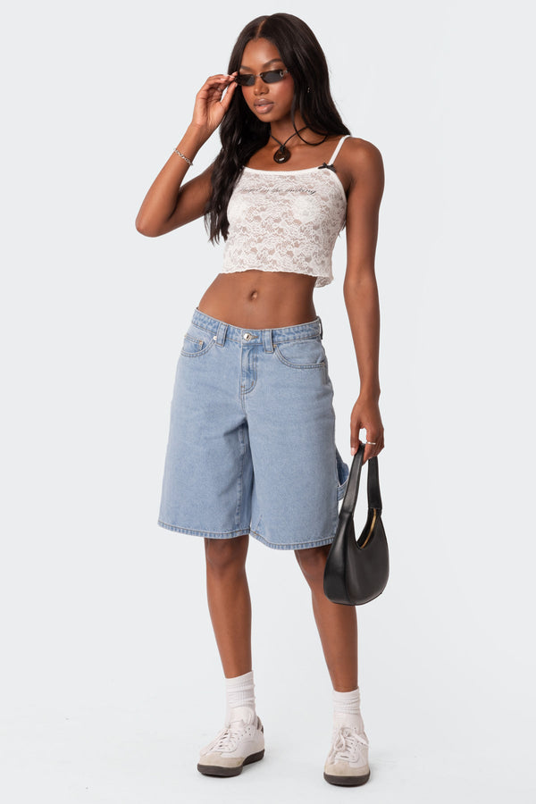 Low Rise Bermuda Denim Carpenter Shorts view 1