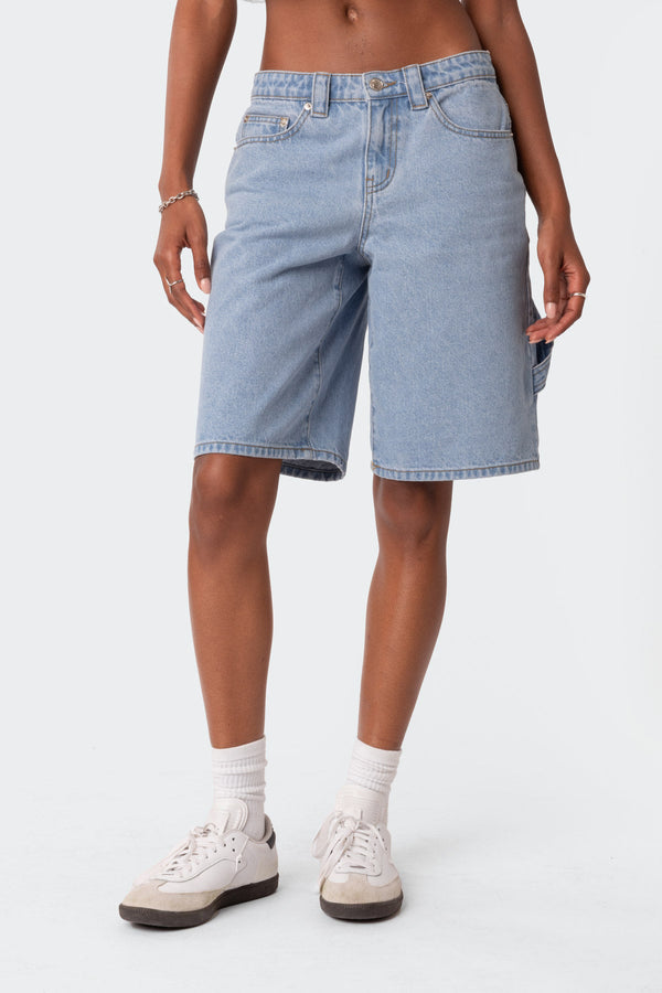 Low Rise Bermuda Denim Carpenter Shorts view 2