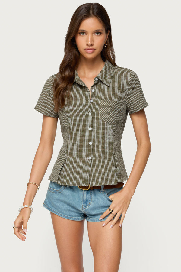 Alisa Plaid Tailored Button Up Shirt view 1