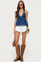 Safia Denim Halter Top