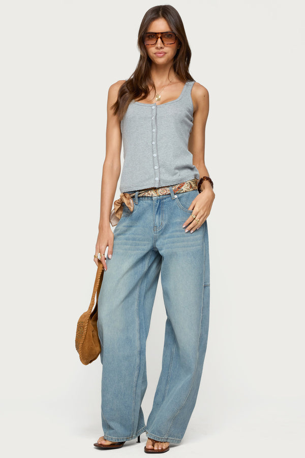 Gwenne Pointelle Button Up Tank Top view 2