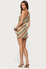 Agua Zigzag One Shoulder Mini Dress