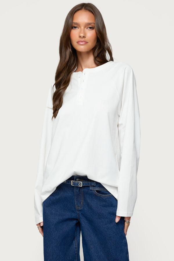 Cyrus Henley Oversized Top view 1