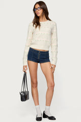 Emerie Flower Textured Knit Sweater