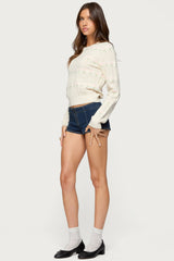 Emerie Flower Textured Knit Sweater