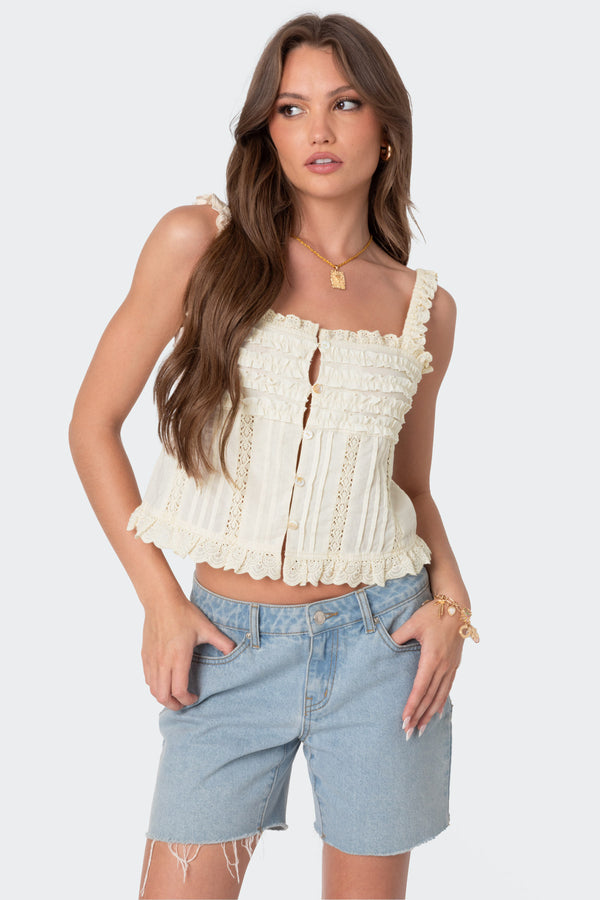 Hera Button Front Ruffled Top view 1