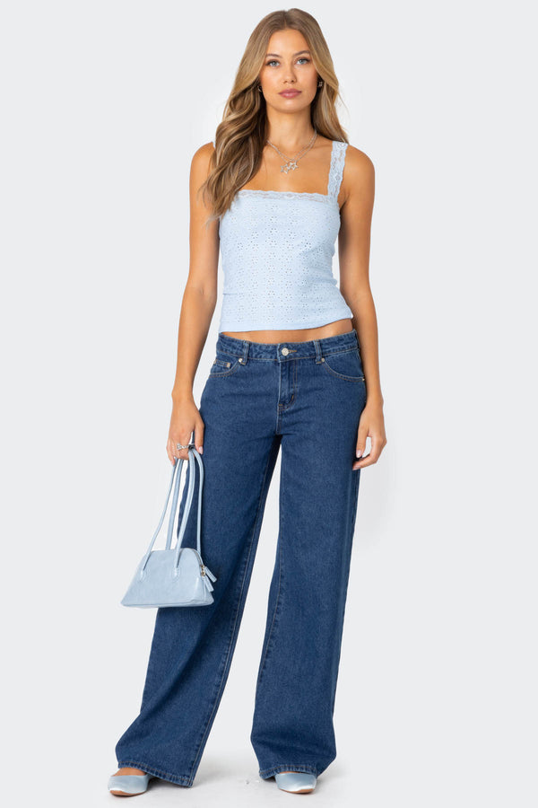 Virginia Lace Trim Eyelet Tank Top view 2