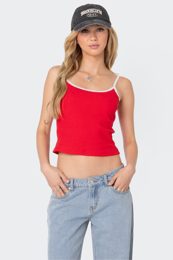 Franky Ribbed Contrast Tank Top view 1