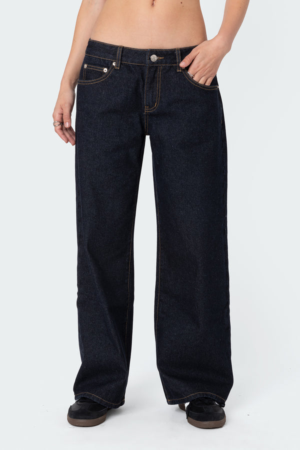 Petite Raelynn Washed Low Rise Baggy Jeans view 2