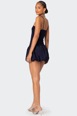 Ribbed Bubble Skirt Mini Dress