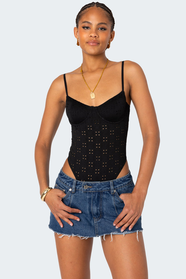 Raven Cupped Eyelet Bodysuit view 1