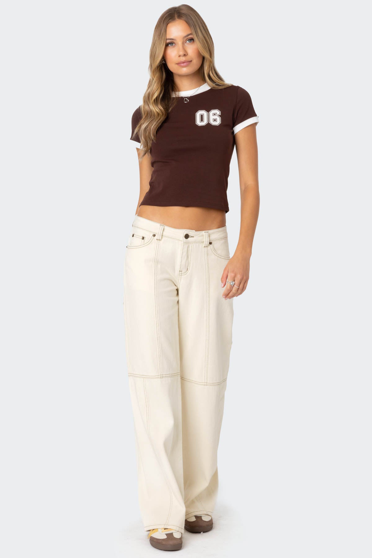 Contrast Stitch Low Rise Baggy Jeans