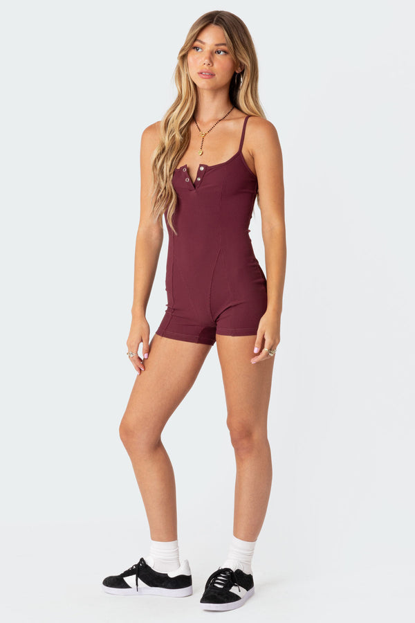 Henley Ribbed Romper view 2