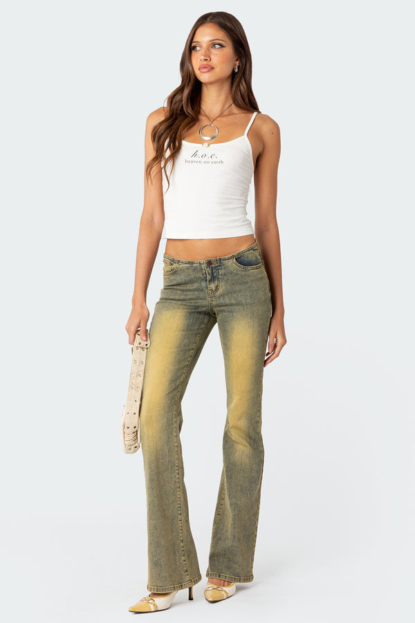 Maris Low Rise Washed Flared Jeans view 1