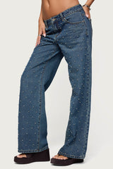 Esmay Studded Low Rise Baggy Jeans