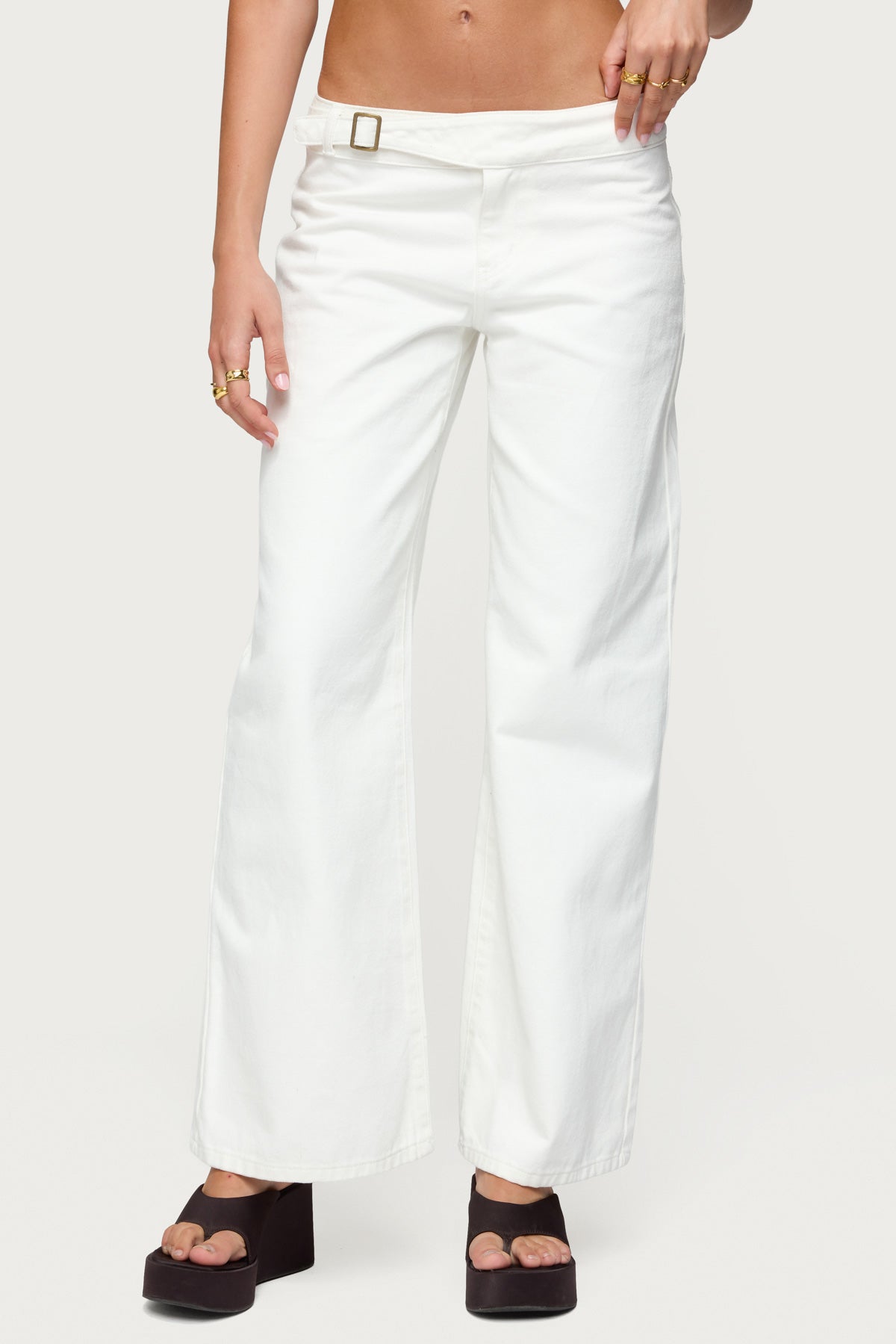 Buckle Low Rise Straight Leg Pants