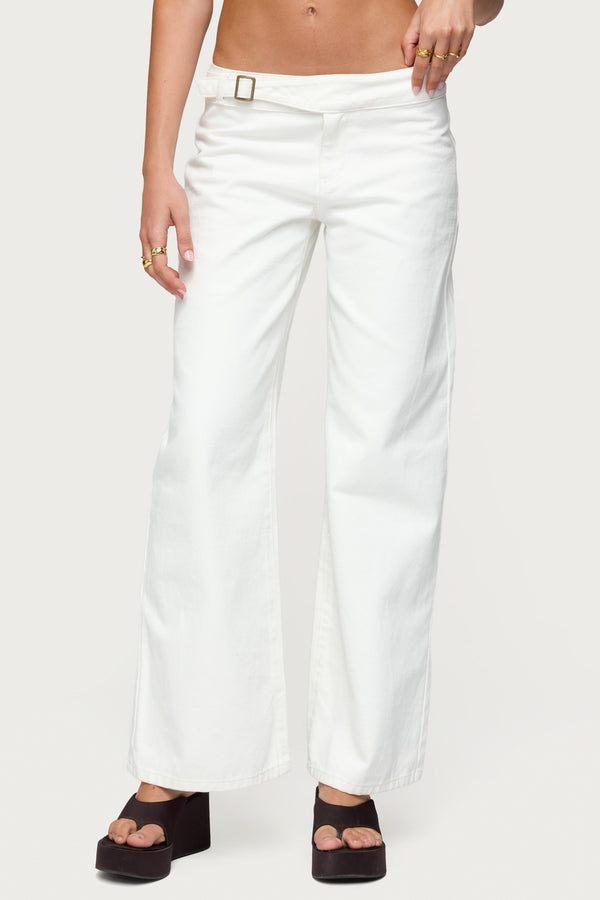 Buckle Low Rise Straight Leg Pants view 2
