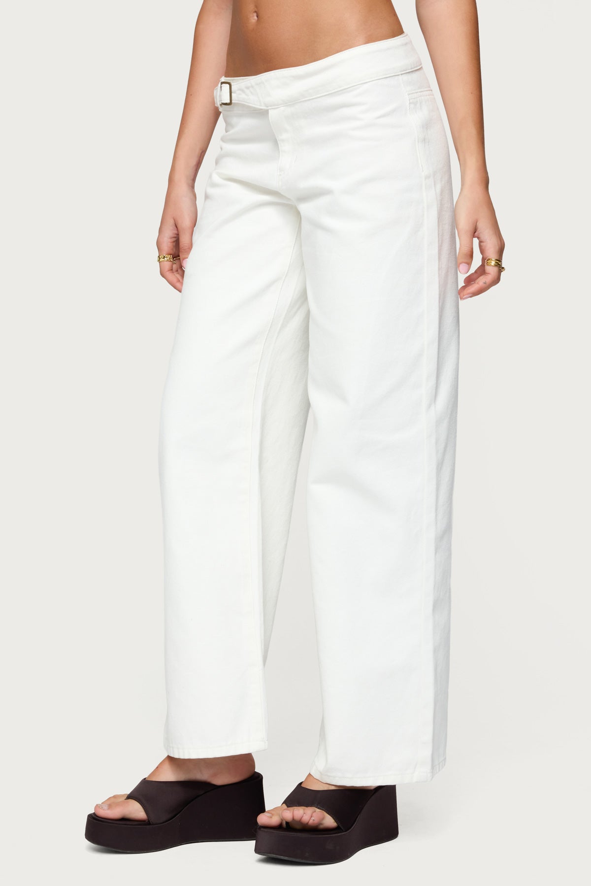 Buckle Low Rise Straight Leg Pants