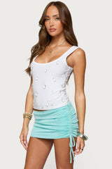 Zelena Faux Crystal Ribbed Tank Top