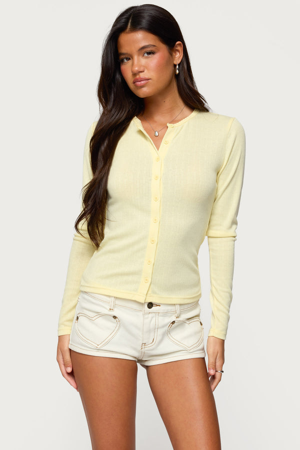 Maeva Button Up Pointelle Top view 1