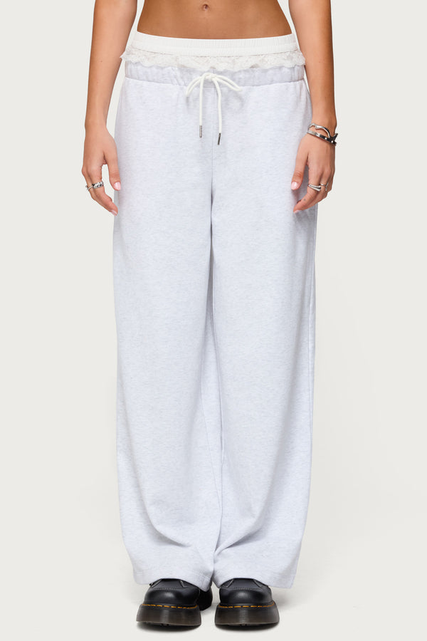 Tamia Peekaboo Ruffle Lace Sweatpants view 2