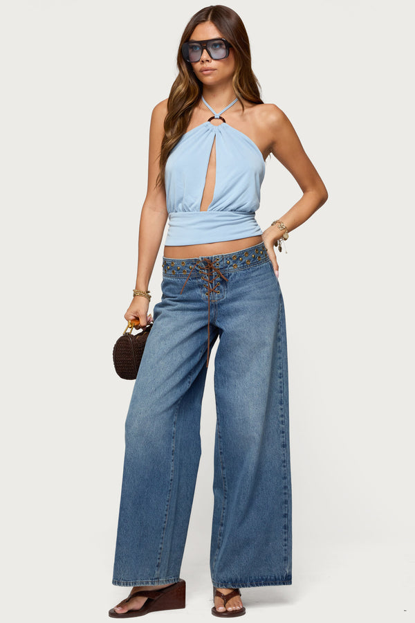 Khalia Backless Cut Out Halter Top view 2