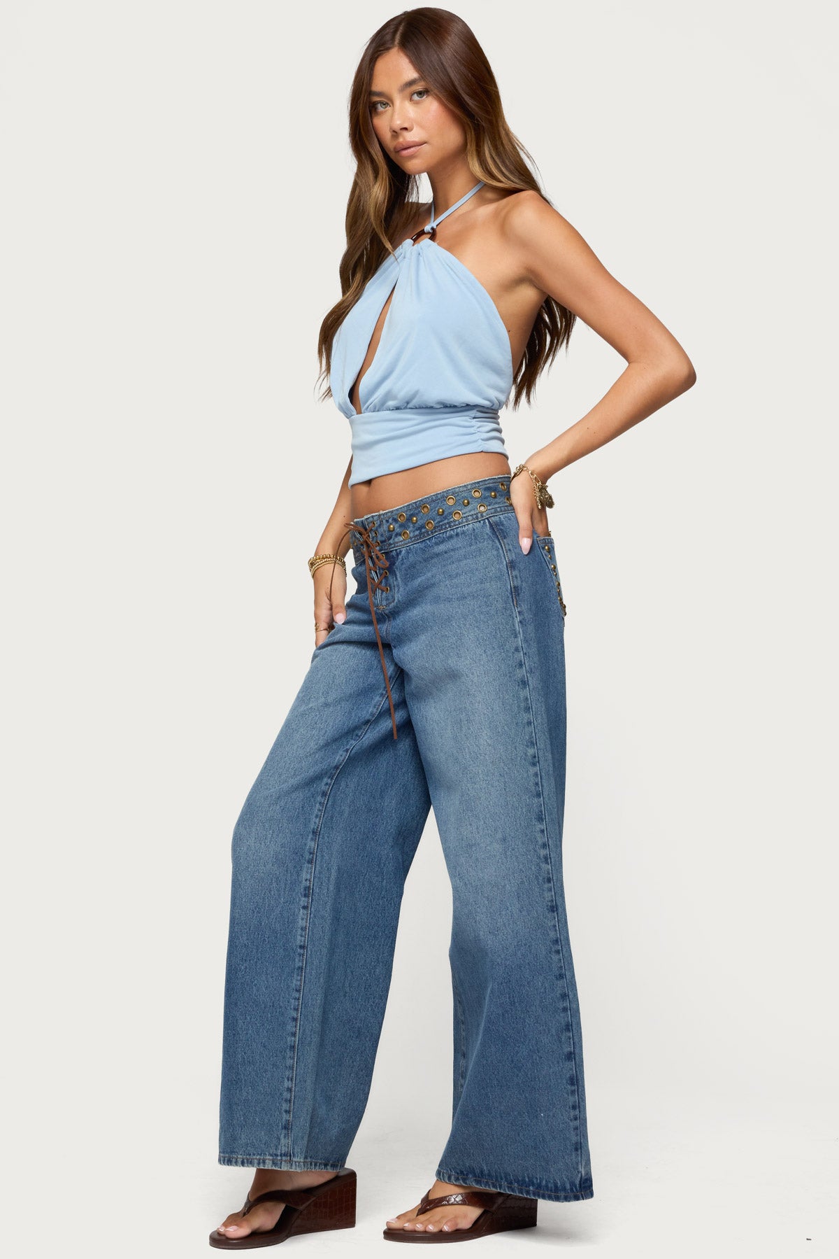 Khalia Backless Cut Out Halter Top