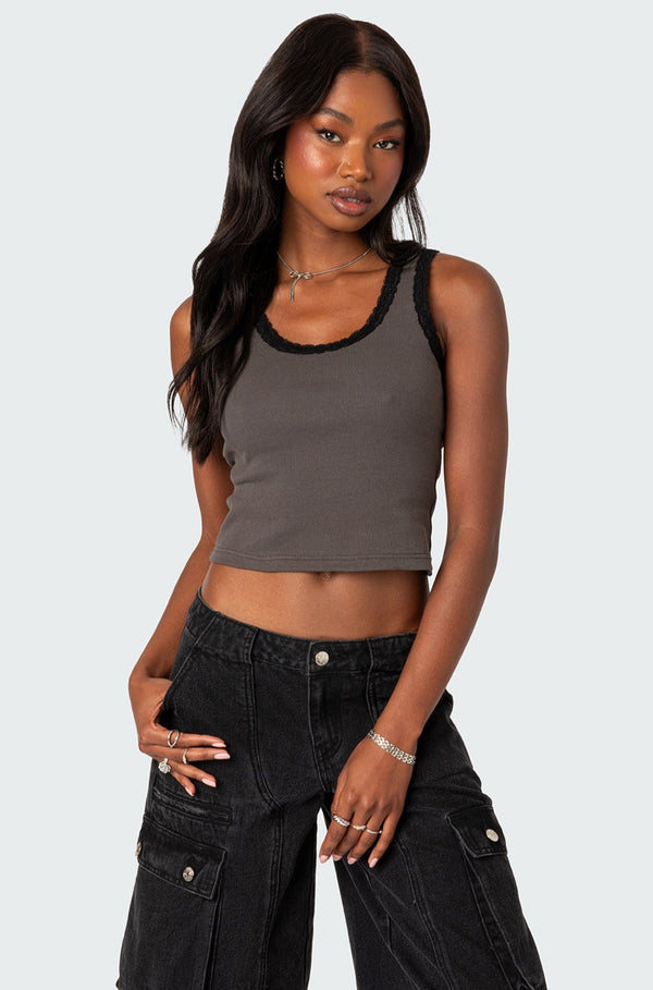 Alix Lacey Ribbed Tank Top view 1