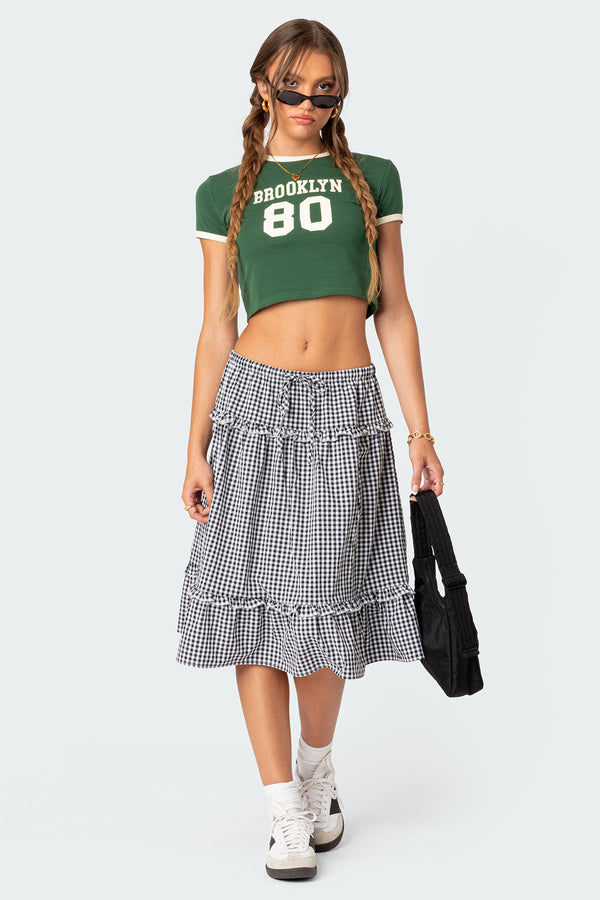 Plaid Tiered Midi Skirt view 1