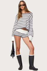 Saphi Striped Foldover Knit Shorts