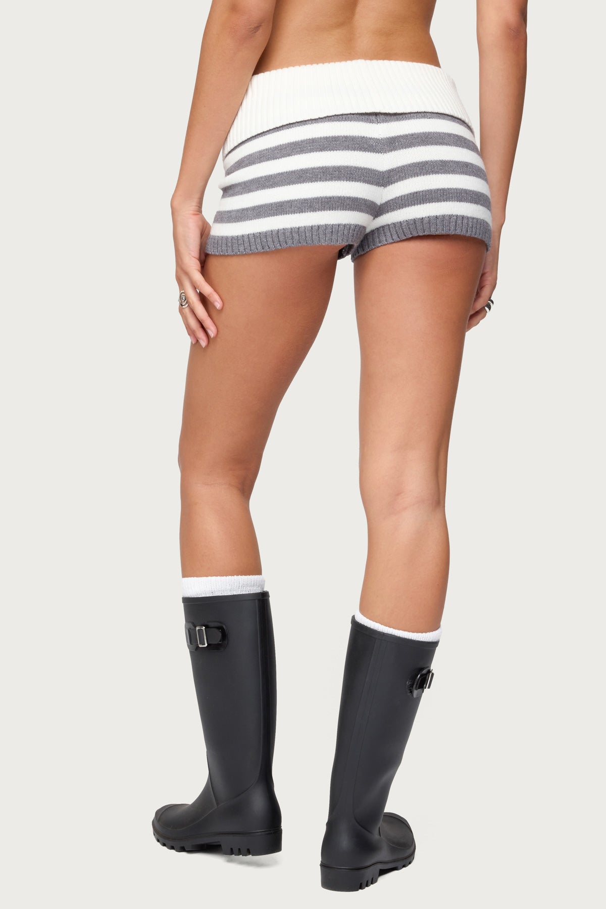 Saphi Striped Foldover Knit Shorts