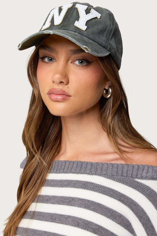 NY Distressed Baseball Cap view 1