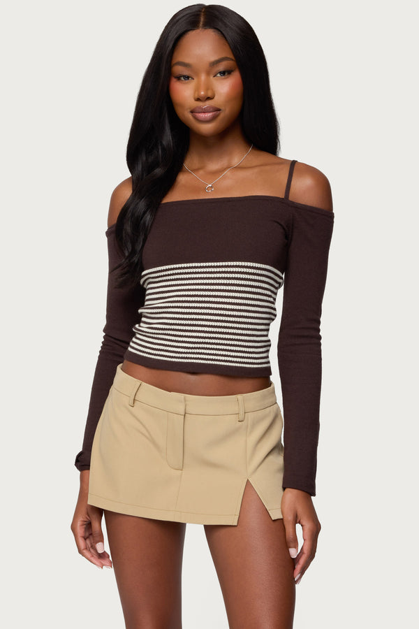 Darya Striped Off Shoulder Knit Top view 1