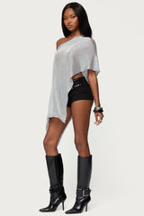 Azalia Asymmetric Knit Poncho