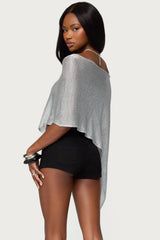 Azalia Asymmetric Knit Poncho