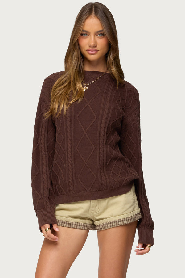 Jessy Cable Knit Oversized Sweater view 1